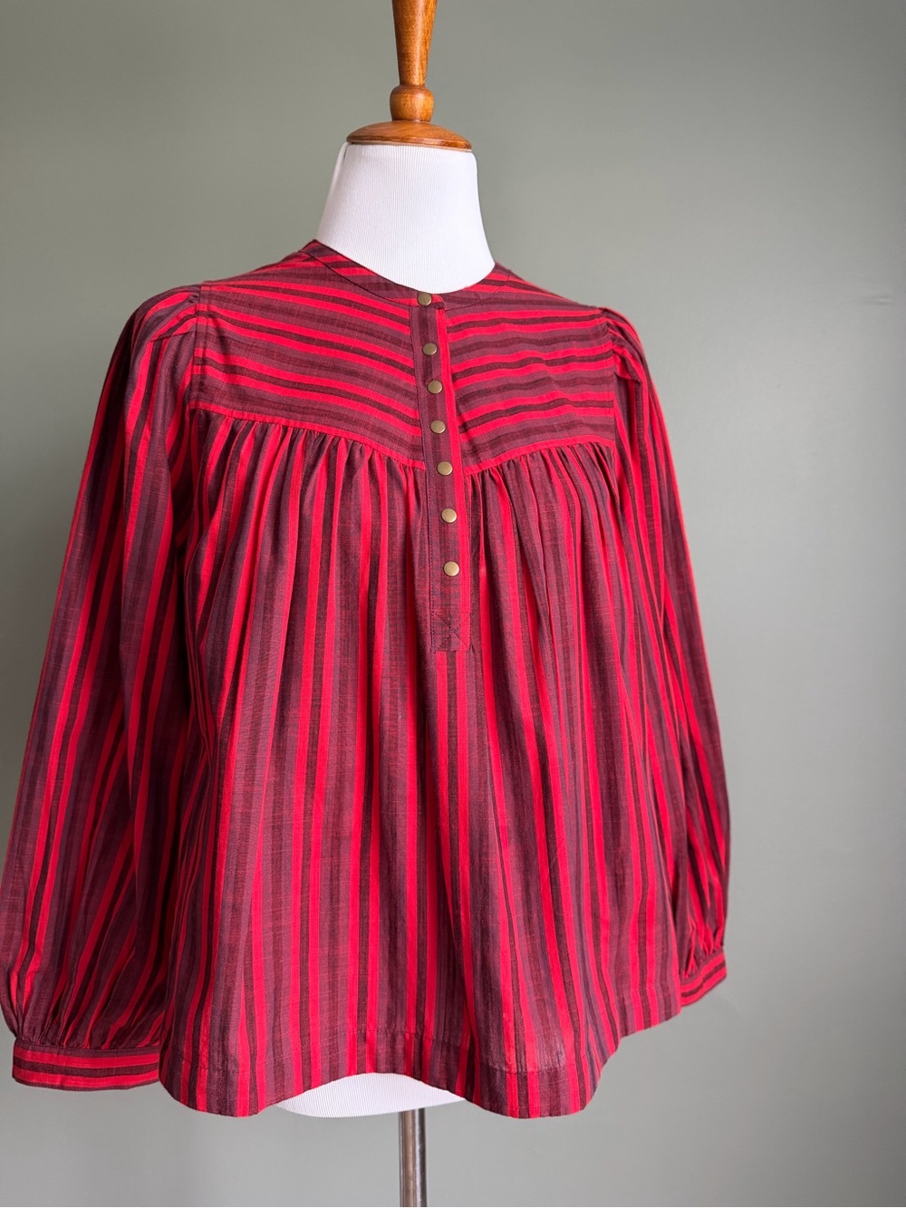 MOTHER Striped Blouse in Red & Black Size Medium Like New
